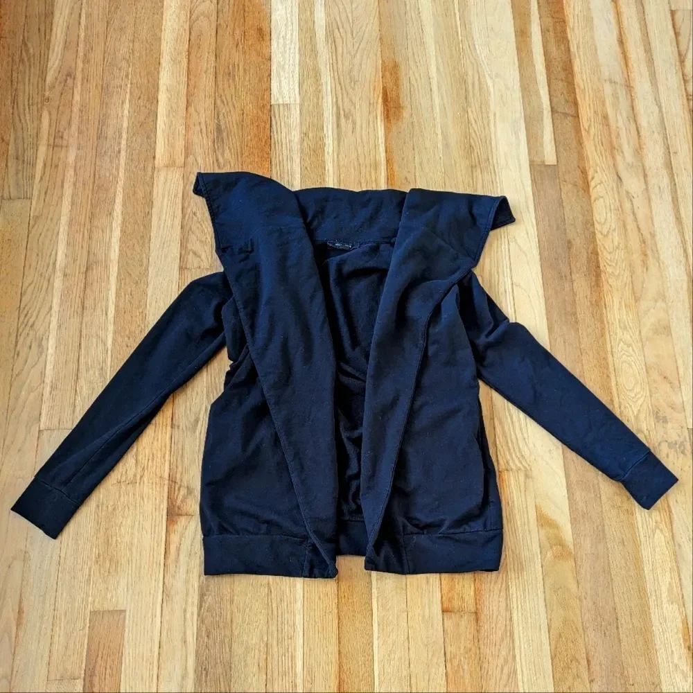 All Saints Black Waterfall Sweatshirt Sweater Cardigan
